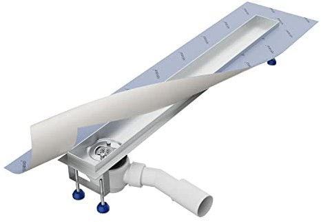 Grundkörper-SET für Duschrinne 80 cm AQUABAD® SDS Pro aus Edelstahl inkl. Haarsieb/Ablauf waagerecht - Abgang seitlich (Ohne Abdeckung - separat erhältlich)