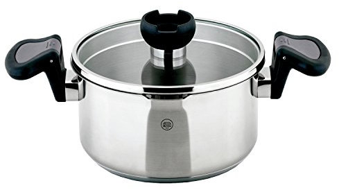 KOCHTOPF ARON - DESIGN STAR ausgezeichnet mit Red Dot und IF Award - Topf mit Glasdeckel aus Edelstahl rostfrei 18/10, Durchmesser 16 cm - Geeignet fü.