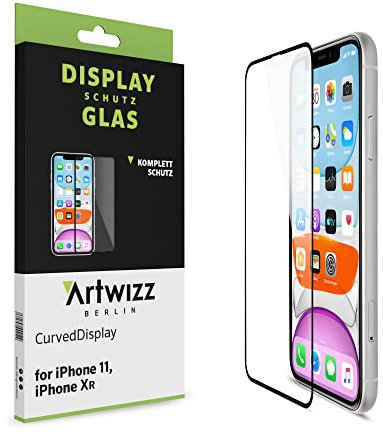 Artwizz CurvedDisplay Schutzglas kompatibel mit [iPhone 11 / XR] - Displayschutz aus Sicherheitsglas mit 100% Display-Abdeckung, 9H Härte