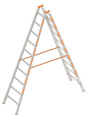 Layher Sprossenstehleiter 10 Sprossen / 210 cm Länge 1039 Stehleiter Leiter Sprossenleiter Klappleiter ALU