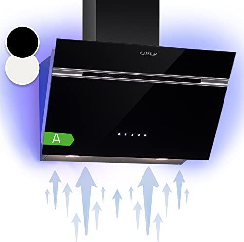 Klarstein Angled Cooker Hoods 60cm With Lights, Kitchen Extractor Fans Cooker Hood, Powerful 594m³/h Airflow, RGB LEDs, Class A Energy Efficiency, Cooking Oven Vent Hood, Extractor Fan Kitchen 60cm