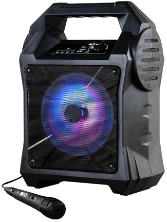 WICKED GIZMOS Portable Karaoke Boombox Machine with Amplifying Speaker and LED Lighting, Microphone, Bluetooth and AUX Inputs, Party Entertainment