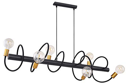 Globo Vintage Pendel Strahler Decken Leuchte SCHWARZ GOLD Wohn Zimmer Hänge Lampe flexibel 54010-6H