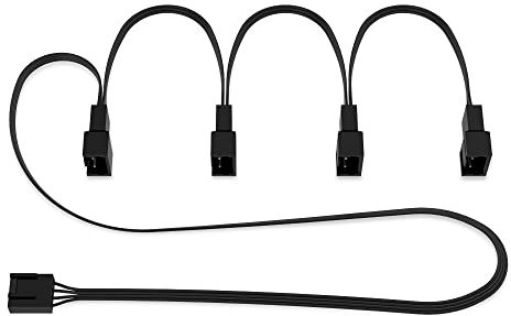 ARCTIC 4-Pin PWM Fan Splitter Cable - Cable de extensión PST para 4 ventiladores para caja, conexión Multi-Ventilador provee una refrigeración Suficiente y centralizada - Negro