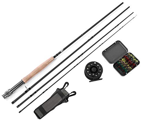 Juego de caña de Pescar, Juego de caña de Pescar portátil de Fibra de Carbono Duradero Kit de caña de Pescar con Mosca con Mochila Otras Herramientas Y Accesorios De Pesca