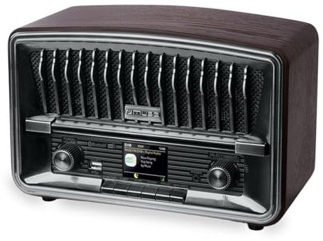 Muse Digitalradio, DAB+ FM, Radiowecker, Dual-Alarm, (M-135 DBT) LCD-Display, 2 x 5 Watt, Schlummerfunktion, USB-AUX-IN Telefonbuchse, Dunkelgrau, Retro, Nostalgieradio
