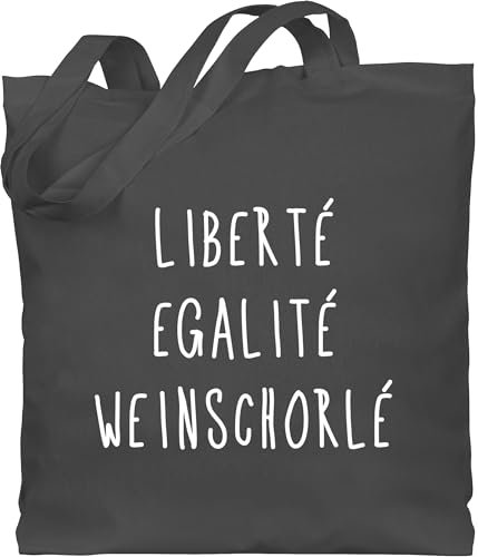 Baumwolltasche - Sprüche Statement mit Spruch - Liberte Egalite Weinschorle - Unisize - Dunkelgrau - weinhandtasche beutel+mit+sprüchen+lustig sprueche wein beutel geschenke für weintrinker