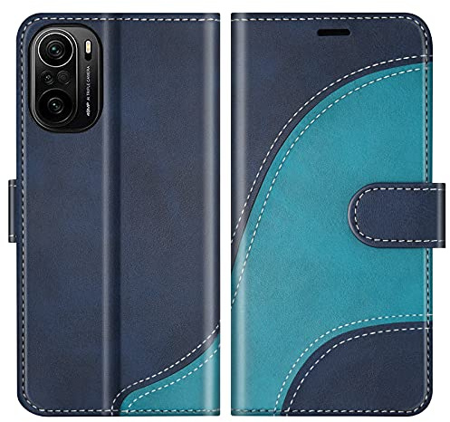 BoxTii Hülle für Xiaomi Poco F3 / Xiaomi MI 11i / Redmi K40 / Redmi K40 Pro, Leder Handyhülle für Xiaomi Poco F3 / MI 11i, Leder Klapphülle Schutzhülle mit Kartenfächer und Magnetverschluss, Blau