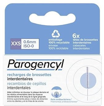 Parogencyl Interdentalbürsten XXS 0,6 mm ISO-0, 6 - 1 stück (1er Pack) - Weiß - Nylon - für Parogencyl und alle gängigen Elektrozahnbürsten