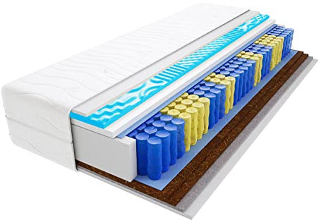 Godre Matratze 190x195 cm Doppelmatratze, H3 & H5 Federkernmatratze, Taschenfederkernmatratze 25 cm Hoch Kokosfaser Rosshaar Profilierter Visco Memory Hypoallergene, HR-Schaum Mali Max Visco Molet