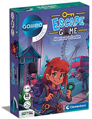 Clementoni Escape Game - Abenteuer in London - spannendes Gesellschaftsspiel zum Knobeln & Rätseln - Familienspiel mit Hinweiskarten & Requisiten ab 8 Jahren 59269