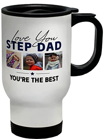 Shopagift Personalised Photo Travel Mug Cup Love You Step Dad You're The Best