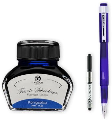 Diplomat Magnum Translucent Violet Fountain Pen Set with Writing Ink and Converter, Writing Set with Fountain Pen Ink