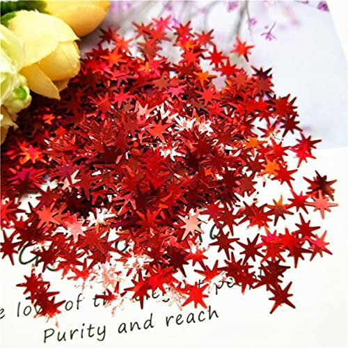 Paillettes 3D pour ongles - 10 mm - Étoile laser - Paillettes en vrac - Pour décoration d'ongles, body art, peinture, nail art - 10 g - Rouge laser - 10 g