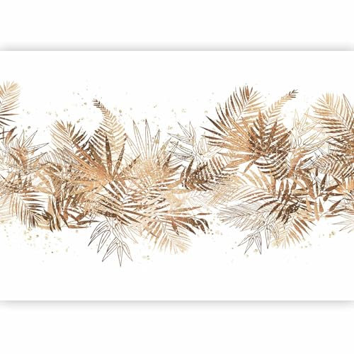 murando - Papier peint panoramique nature 400x280 cm - Revêtement mural décoration pour chambre salon - Design unique et moderne - Jaune marron - Nature nature plantes feuilles d'or b-C-10142-a-b