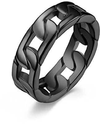 Wycian Edelstahl Ringe Herren, Ringe Herren Schwarz Weben Der Kubanischen Kette Größe 11 Edelstahlbandring para Jubiläum Geburtstag