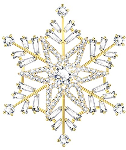 KristLand Damen Elegantes Weißes Gold Überzogene Schneeflocken Brosche Anhänger Funkeln Zirkonia Double-wear Weihnachten Hochzeiten