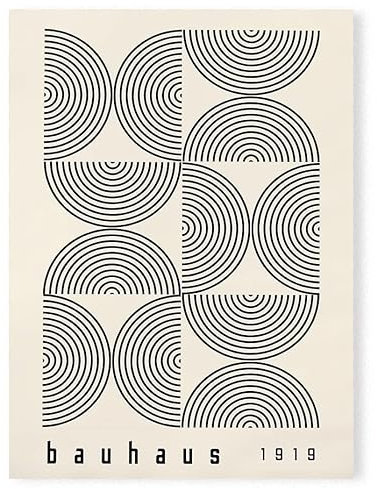 ZONJEE Bauhaus Beige Schwarz Abstrakt Mid Century Modern Wandkunst Poster Leinwand Malerei Druck Bilder Wohnzimmer Inneneinrichtung Wohnkultur (Color : A, Size : 60x90cm no Frame)
