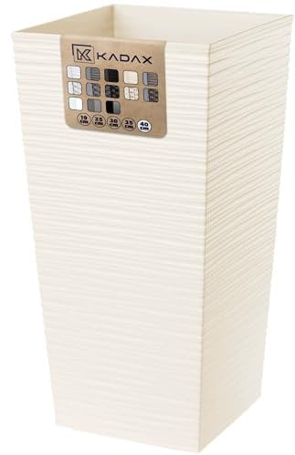 KADAX Elegante Vaso Alto per Piante da Interno ed Esterno Decorativo, Grande Fioriera in Plastica per Giardino e Balcone (Crema, Irregolare, 75.5 cm)