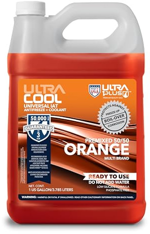 ULTRA 1PLUS Antifreeze Coolant - Universal Premixed 50/50 Orange - Ready to use Engine coolant - Gallon 4 QTS