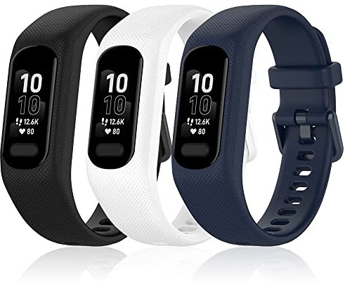 BANDKIT 3 Stück weiche Silikonbänder für Garmin Vivosmart 5 Armbänder Ersatz Sport Bunte Band für Vivosmart 5 Armbänder, Achat