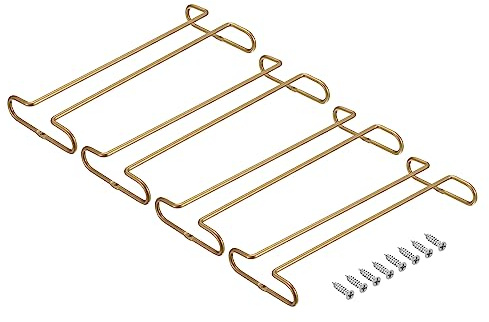Sourcing Map Gold Weinglasregal aus Edelstahl, 25,4 cm, 5 mm Stielglas, platzsparend, rostfrei, perfekt für Esszimmer, Küche, Minibar, Wagen, Wohnmobil, 4 Stück