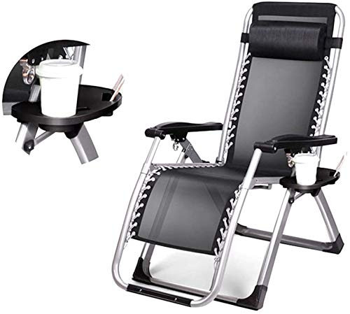 Leichter Garten-Sonnenliege-Relaxer, tragbare zusammenklappbare Outdoor-Camping-Sonnenliege-Liegestühle mit Tasse und Telefon, verstellbarer Strandgarten-Pool-Rest-Liegestuhl (Farbe: Schwarz) (Farbe: