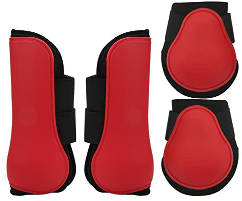 Airshi Pferde-Vorderbein-Gamaschen, Bequeme, Verstellbare Neopren-Schienbein-Gamaschen, Gelenkpolster für das Pferdetraining, Zum Springen, Zum Laufen (Rot 22,8 x 16 cm / 9,0 x 6,3 Zoll)