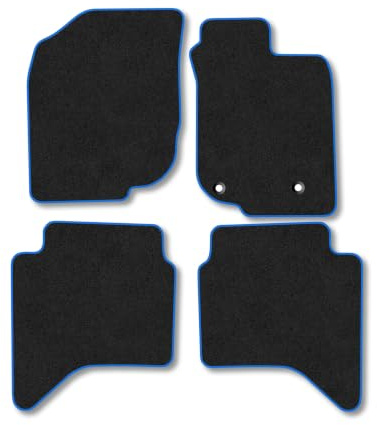Toyota Hilux (2011-2015) Carpet Car Mats | Blue Edge Trim Tailored Fit Floor Mats Full Coverage Protection Accessories Easy Clean Anti Slip Made in the UK