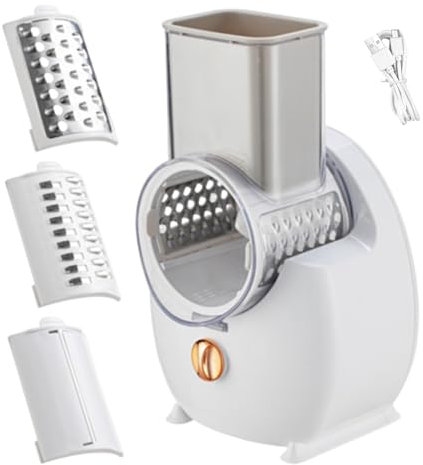 Rallador de Queso Eléctrico, 50W Rallador de Queso Rotativo Automático, Rallador de Queso Usb Desmontable Cortador de Vegetales para Hacer Ensaladas para Uso en Cocina en Casa((Blanco)