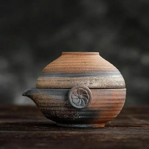 RAEF Tasse Quik en grès de Style Japonais, Un Pot d'une Tasse, soupière en Bois rétro, Service à thé pour 1 Personne, pour Le Bureau et Les Voyages en Plein air