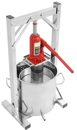 JAYEUW Obstpresse Edelstahl Weinpresse 12L Manuell Obstpresse Saftpresse Fruchtpresse Beerenpresse mit Hydraulischer Wagenheberhilfe für Trauben Obst Gemüse