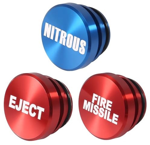 Dealikee 3PCS Car Cigarette Lighter Plug, Billet Aluminum Dustproof NITROUS EJECT FIRE MISSILE Button for Car, Standard 12V Universal Replacement Socket Cover Fits Most Vehicles and Boats