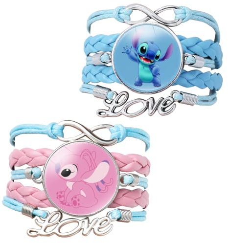 Zaloife 2Pcs Cartoon Armband, Eine Rosa Und Eine Blaue, Geflochtenes Lederarmband, Freundschaftsarmband, Geschenke MäDchen, Neujahr Geschenk, Geburtstag Geschenk