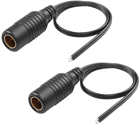 CERRXIAN 2PSC DIN Hella männlich, 12V 24V Ersatz für Zigarettenanzünder DIN Hella, 18AWG verzinnter Schwanzdraht, Adapterkabel für Zigarettenanzünder Eurostecker 12V 24V - 0.3m