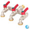 iBamso 1/2'' pollici in ottone a 3 vie per l'acqua, rubinetto e splitter 2 in 1, ingresso da 1/2 pollice e tre tubi di uscita da 3/4 di pollice Splitter Connettore, 3 vie rubinetto Connettore