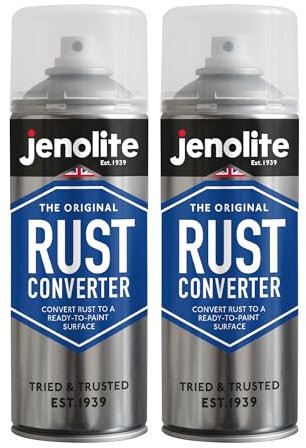 JENOLITE Convertisseur de Rouille Spray | 2 x 400ml | Traitement Antirouille pour Métal | Antirouille Carrosserie | à Base d'Époxy Convertisseur de Rouille | Convertisseur de Rouille et apprêt