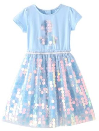 Renholin Mädchen Sommerkleid Kurzarm, Prinzessin Stil Festkleid für Mädchen