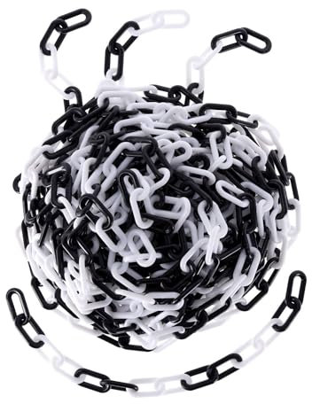 TIBU Absperrkette Kunststoff Warnkette 8 mm Stärke - zweifarbig Schwarz/Weiß - Länge 100 cm - witterungsbeständig und stabil