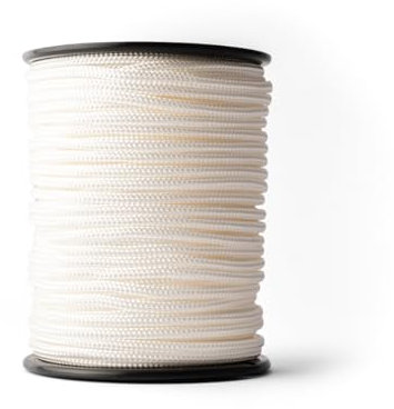 SNURO Corda di nylon (4mm, 50M, bianco) - Corda in poliammide intrecciata per qualsiasi applicazione - Resistente all'usura e robusta - Forza di rottura 275kg