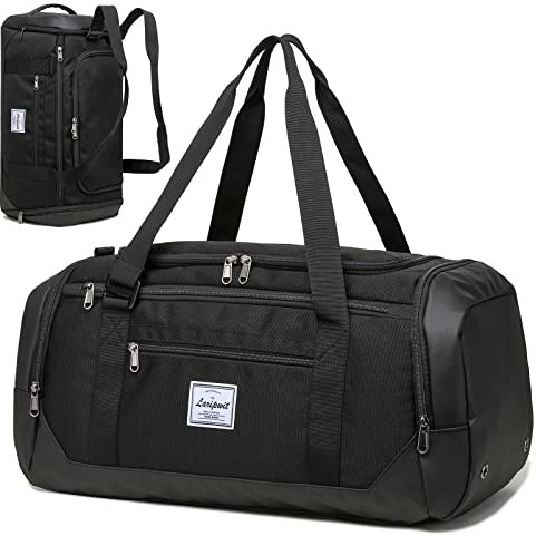 Laripwit Reisetasche Herren 40L Mittelgroß Sporttasche mit Schuhfach und Nassfach Weekender Travel Tasche Rucksack für Reisen Duffel für Damen, Schwarz