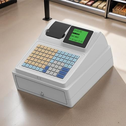 Lakenbroade Registrierkasse, elektronisches Registrierkassen-Kassensystem mit Beleg- und Journaldruckern, 81 Tasten, RS232- und USB-Schnittstellen, Registrierkasse für kleine Unternehmen