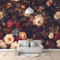 Fototapete 3D Effekt Selbstklebend Wandbilder Vintage floraler dunkler Hintergrund Rosen Pfingstrosen 500x350cm Vinyl Wohnzimmer Schlafzimmer Esszimmer TV Hintergrund Wanddekoration Tapete Schlafzimm