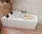 BADLAND Badewanne Original Weiß Acryl Wanne Eckbadewanne INTIMA 160x90 Links KOMPLETTSET SET + Bambus Ablage + Füßen und Exklusive Chrom Automatik Ablaufgarnitur Made in EU 4in1