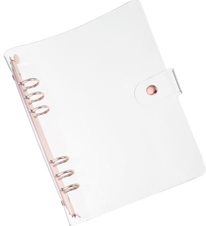 PATIKIL A5 Clear Binder Cover, Soft PVC Loose Leaf Binder Protector Refillable Notebook Shell with Snap Button Closure 6 Ring for DIY Meeting Notebook Folder, Rose Gold