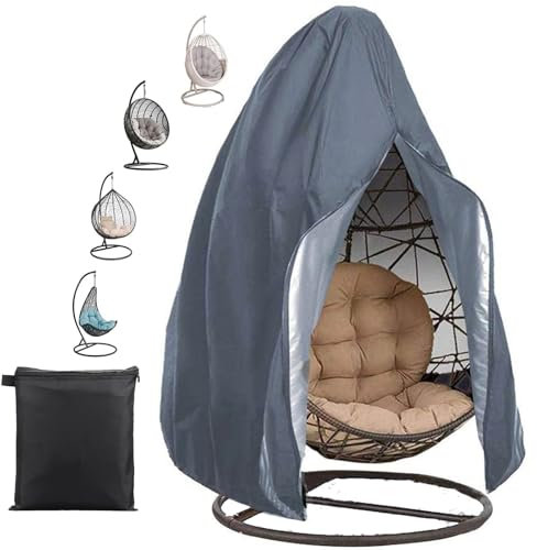 FANSU Hängesessel Abdeckung Outdoor Wasserdicht, 210D Oxford-Stoff Abdeckplane, UV-Anti Winterfest Schutzhülle Gartenmöbel für Hängestuhl, Egg Chair, Swing Chair (Grau,115x190cm)