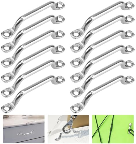 BUZIFU Edelstahl Ösen Halterung 12 Stück Augplatte Boot Top Pad Eye Deck Loop Tie Down Befestigungshaken Schraubösen Augenband-Deckring Kajak Pad Augenriemen von Booten Flunder Kajaks Kanu Rigging