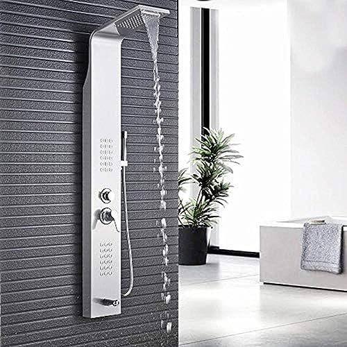 Colonna Doccia Nichel Spazzolato Pioggia E Cascata Doccia Idromassaggio, Doccetta, Set Doccia Sistemi Doccia A Parete
