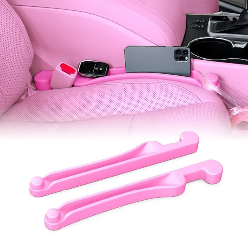 Givifive Auto Zubehör – 2er Set Autositz-Spaltfüller, multifunktional mit Organizer & Haken, 3in1 Spaltstopper, universell für Auto, SUV, LKW – Praktisches Auto Gadget, füllt Sitzspalt (Rosa)