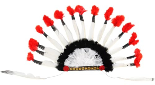 Lpitoy Indischer Federkopfschmuck Indianerhäuptling Federhut Indianer Warbonnet Federkopfschmuck Hut Cosplay Requisiten Haarschmuck